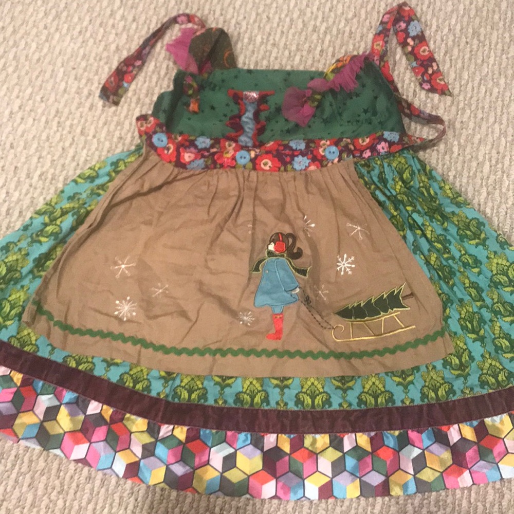 paint by num dress apron velvet and silk detail